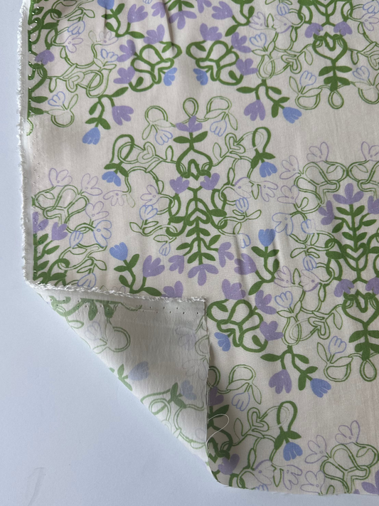 Voile imprimé - Coeur de radis vert/mauve