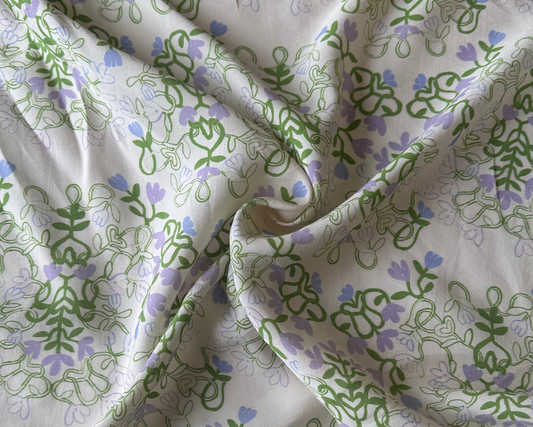 Voile imprimé - Coeur de radis vert/mauve