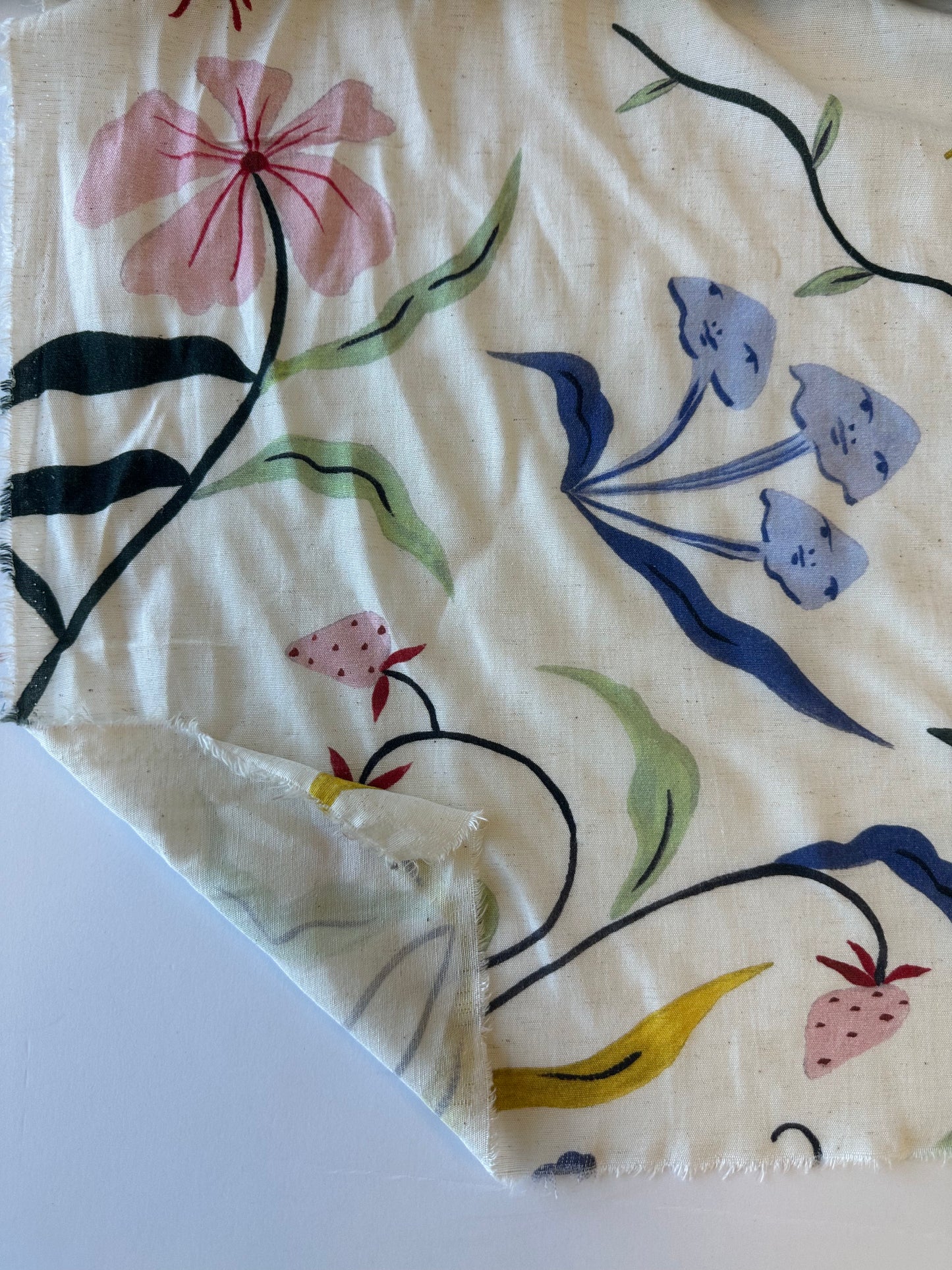Viscose, coton, lin - Fraises et chenilles