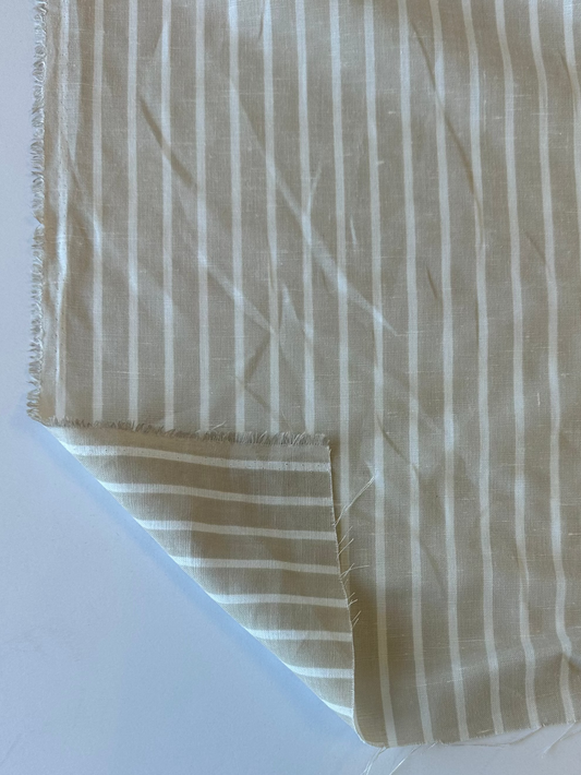 Toile lin / coton - Rayures beige