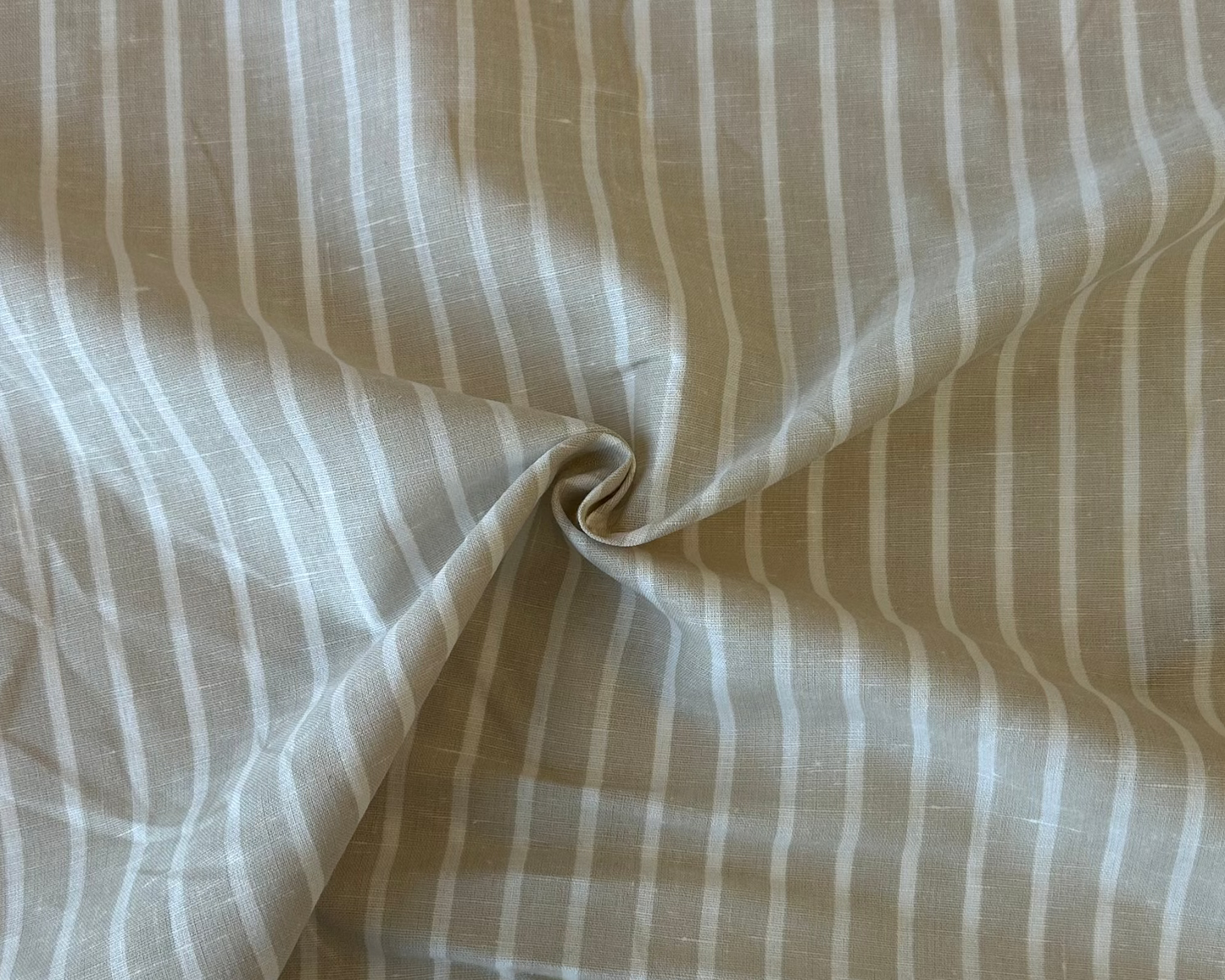 Toile lin / coton - Rayures beige