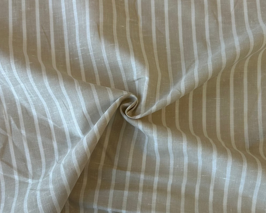 Toile lin / coton - Rayures beige