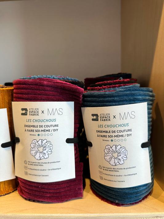 DIY Sewing Kit - 4 Scrunchies - Espace Fabrik Workshop x MAS Montreal