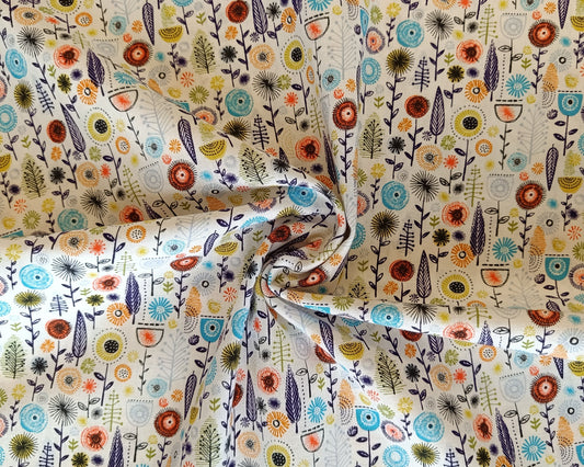 Coton à courtepointe - Fleurs multicolores