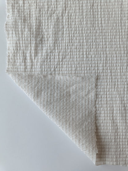 Textured cotton canvas - White/beige stripes