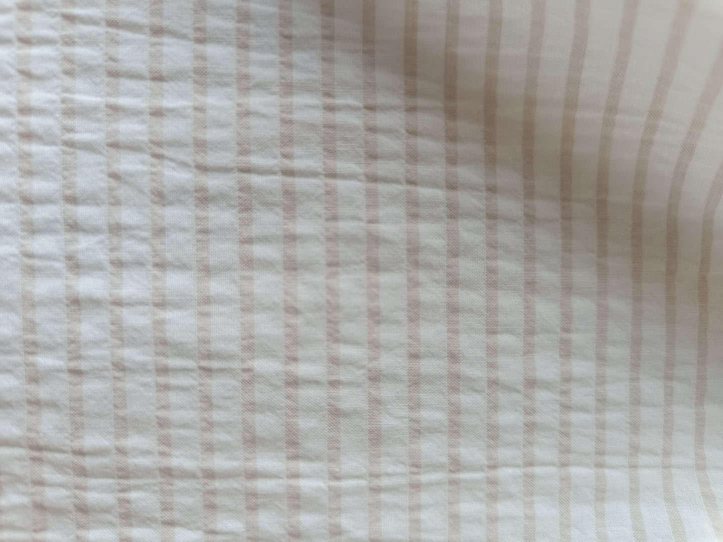 Textured cotton canvas - White/beige stripes