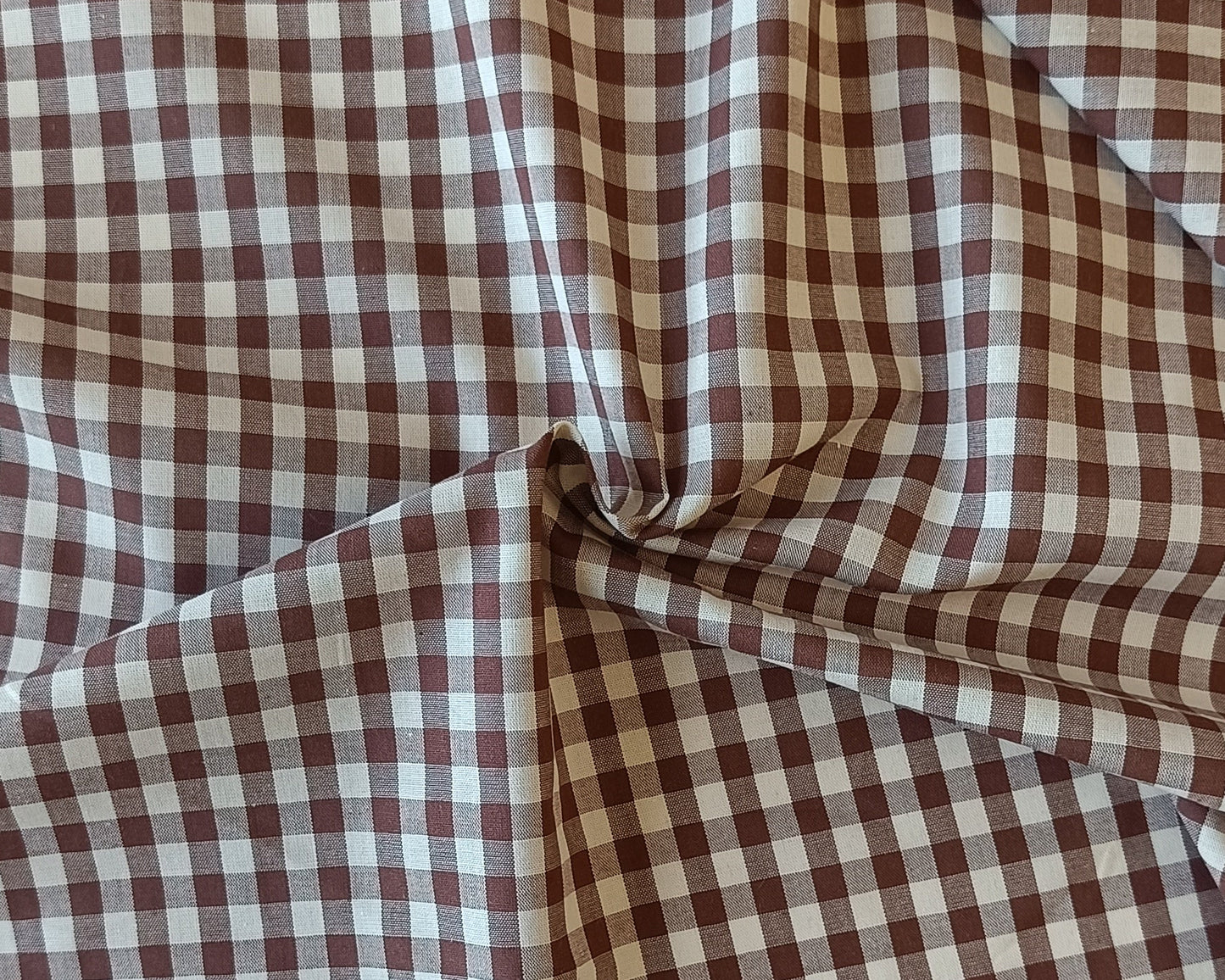 Toile de coton - Vichy brun et crème