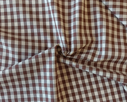 Toile de coton - Vichy brun et crème