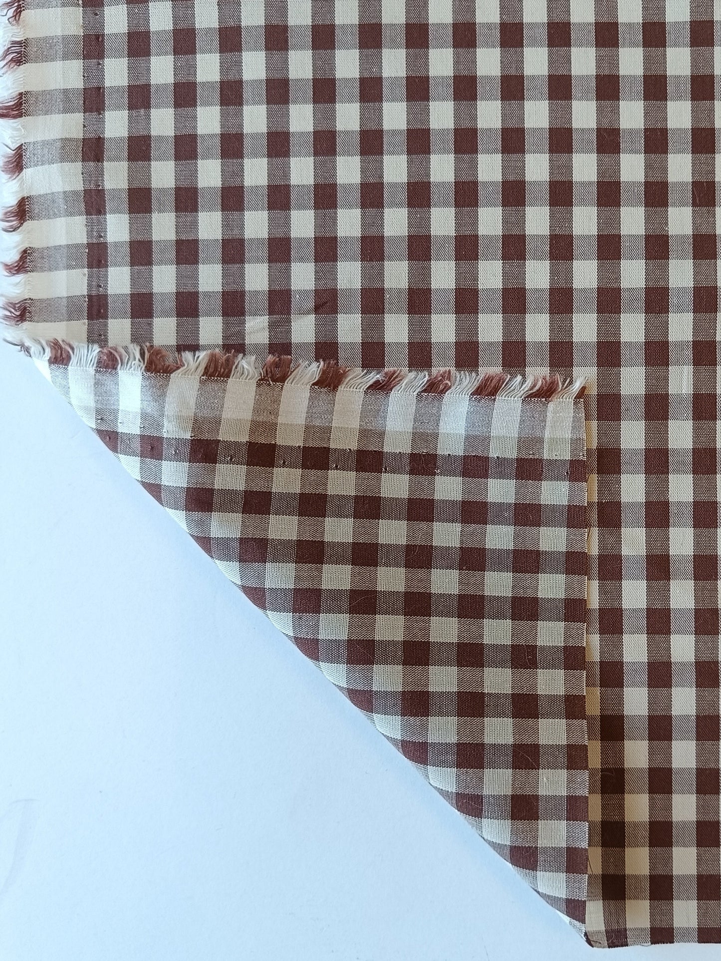 Toile de coton - Vichy brun et crème