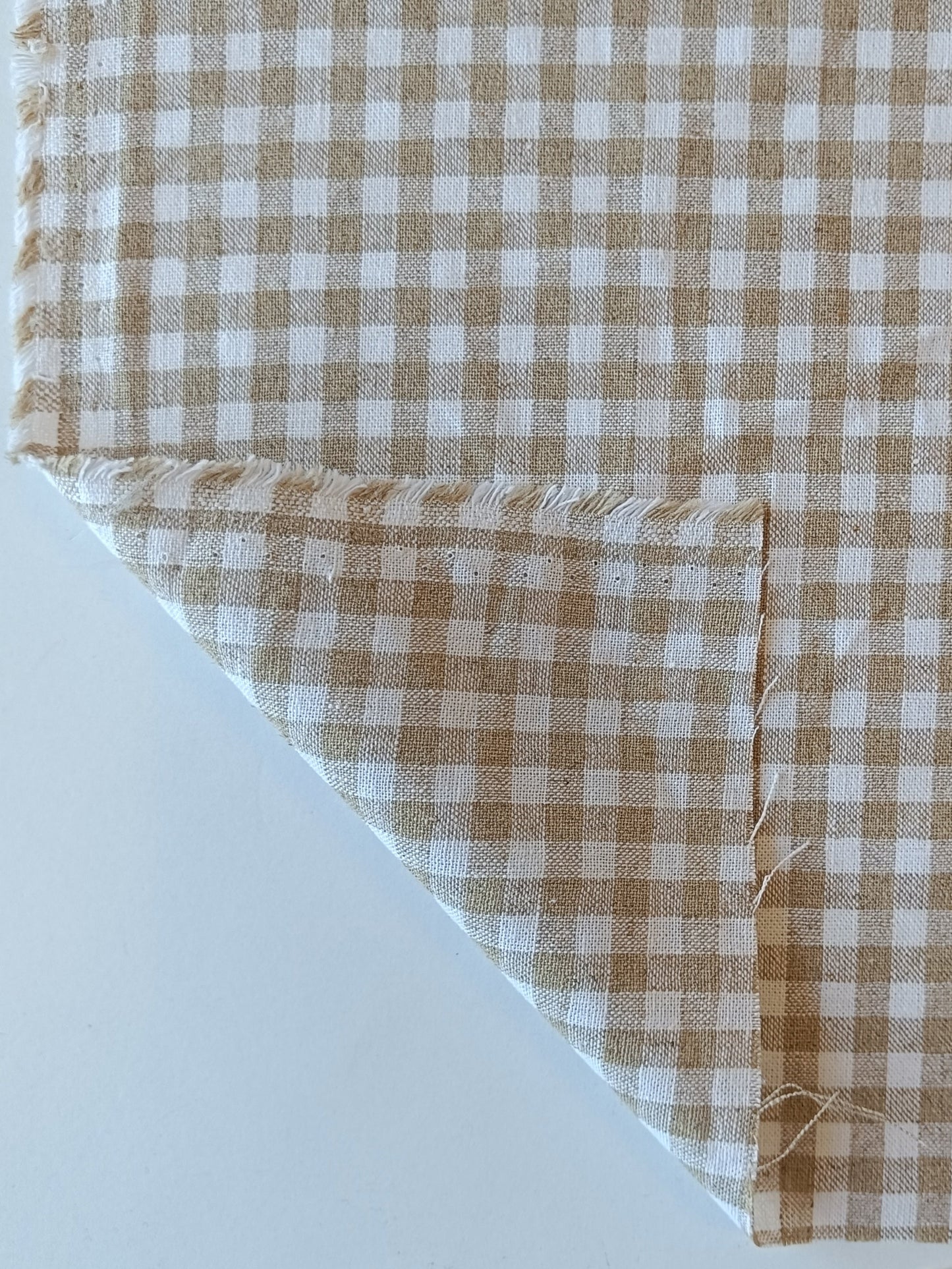 Toile de lin/coton - Vichy beige