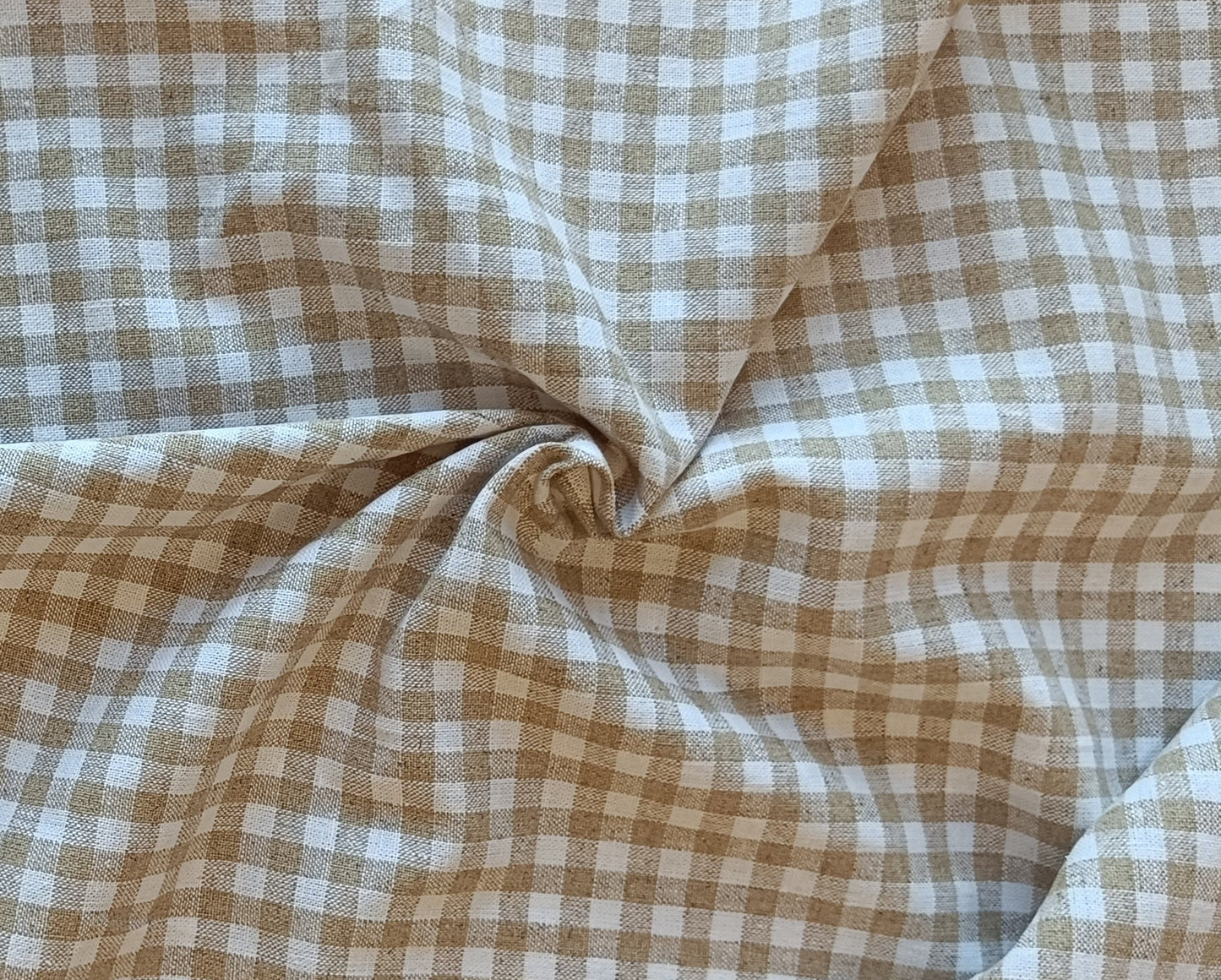 Toile de lin/coton - Vichy beige