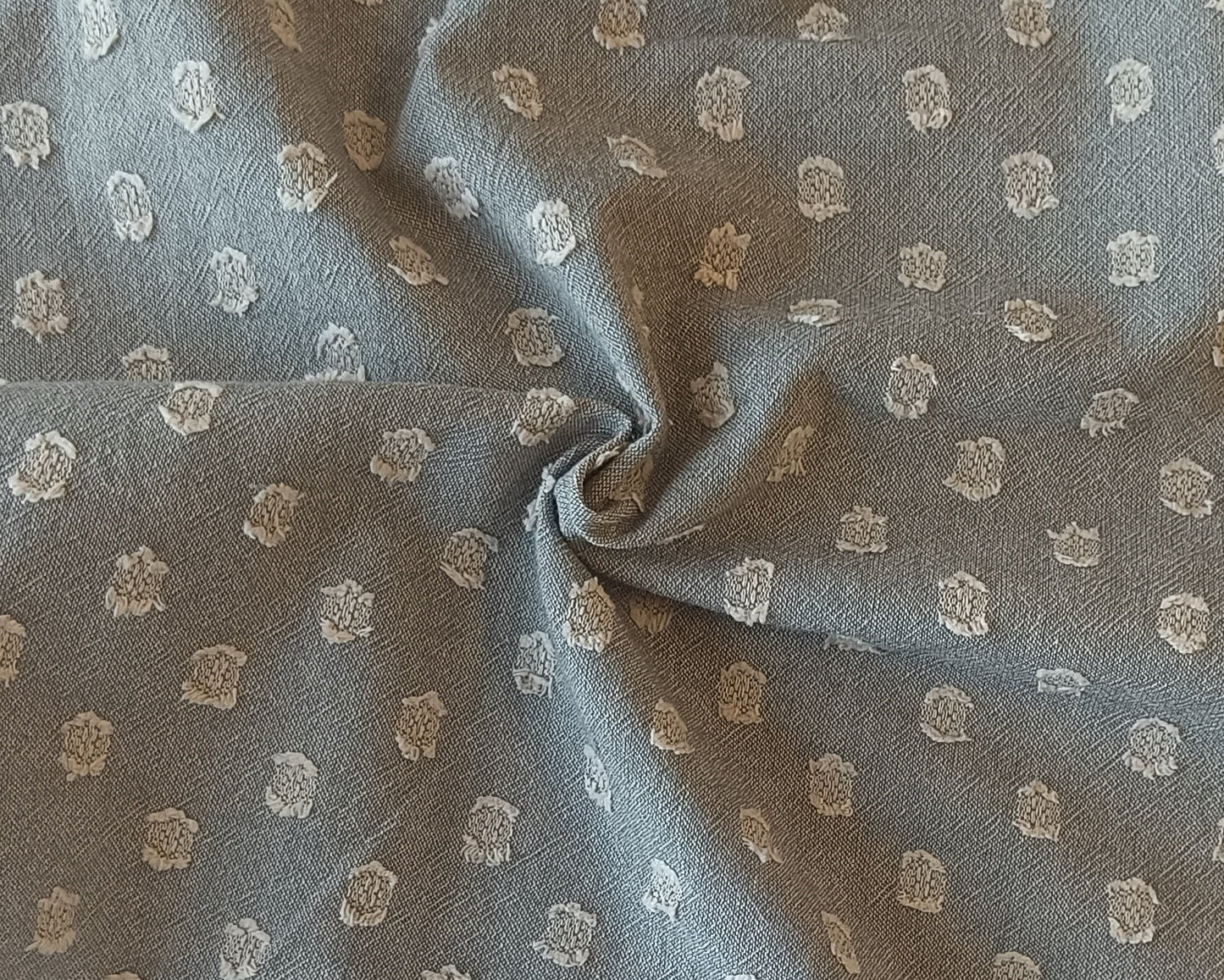 Jacquard de coton - Gris à pois