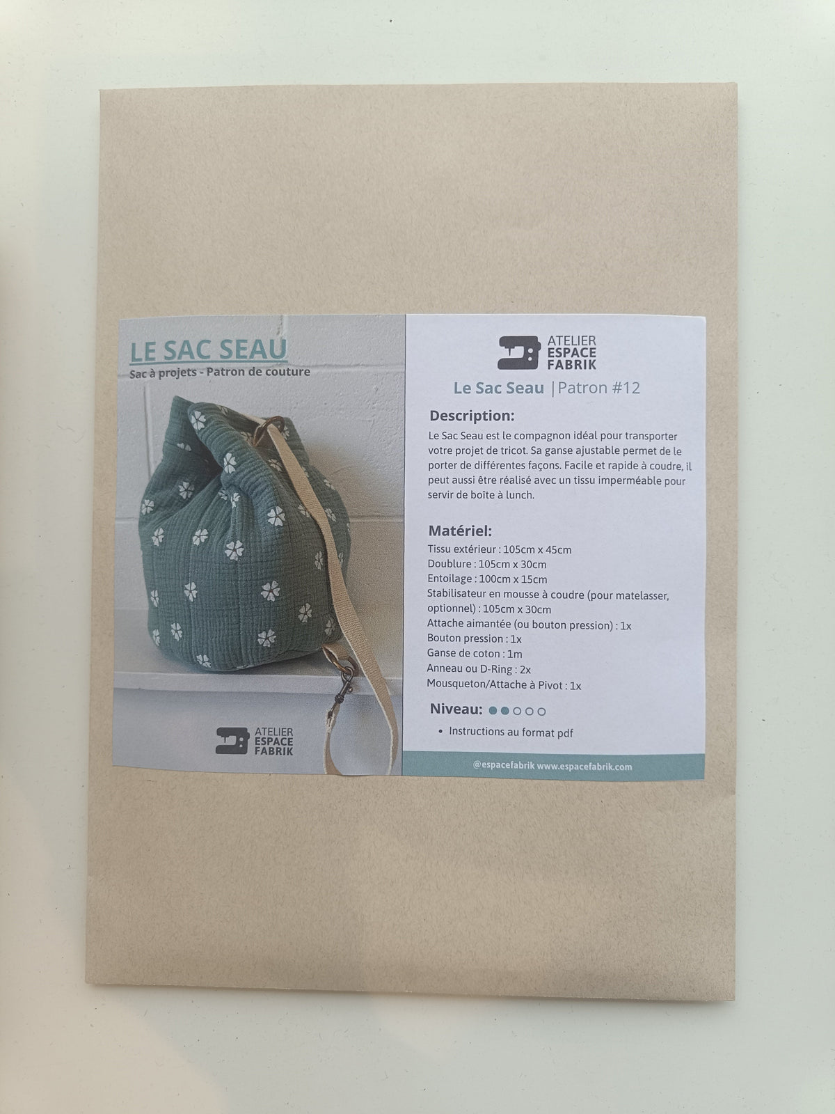 Le Sac Seau - Sac à projet - Patron papier