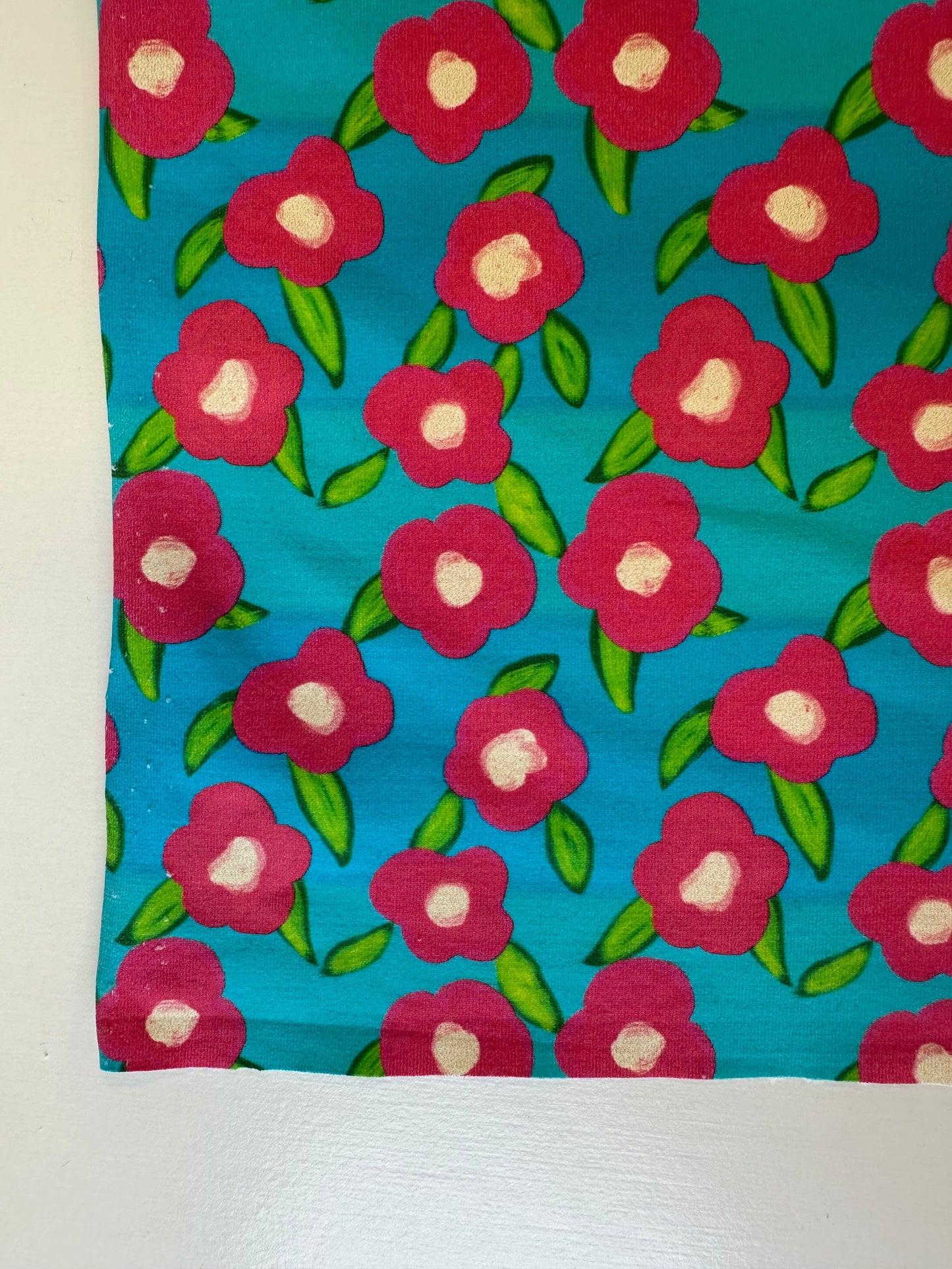 Jersey fabric - Blue and pink floral