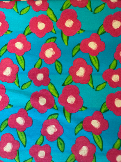 Jersey fabric - Blue and pink floral