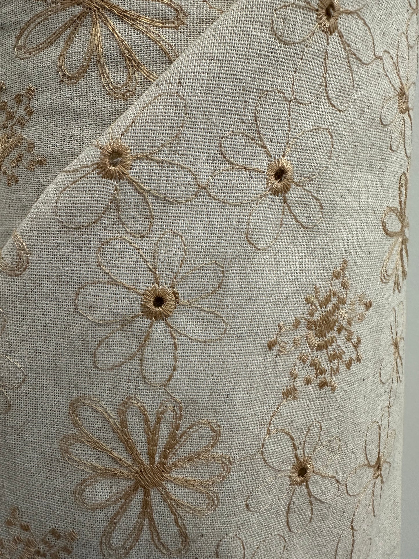 Tissu brocade à œillets - Rayonne et Lin