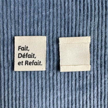 Fait, défait et refait - Étiquettes de coton en français