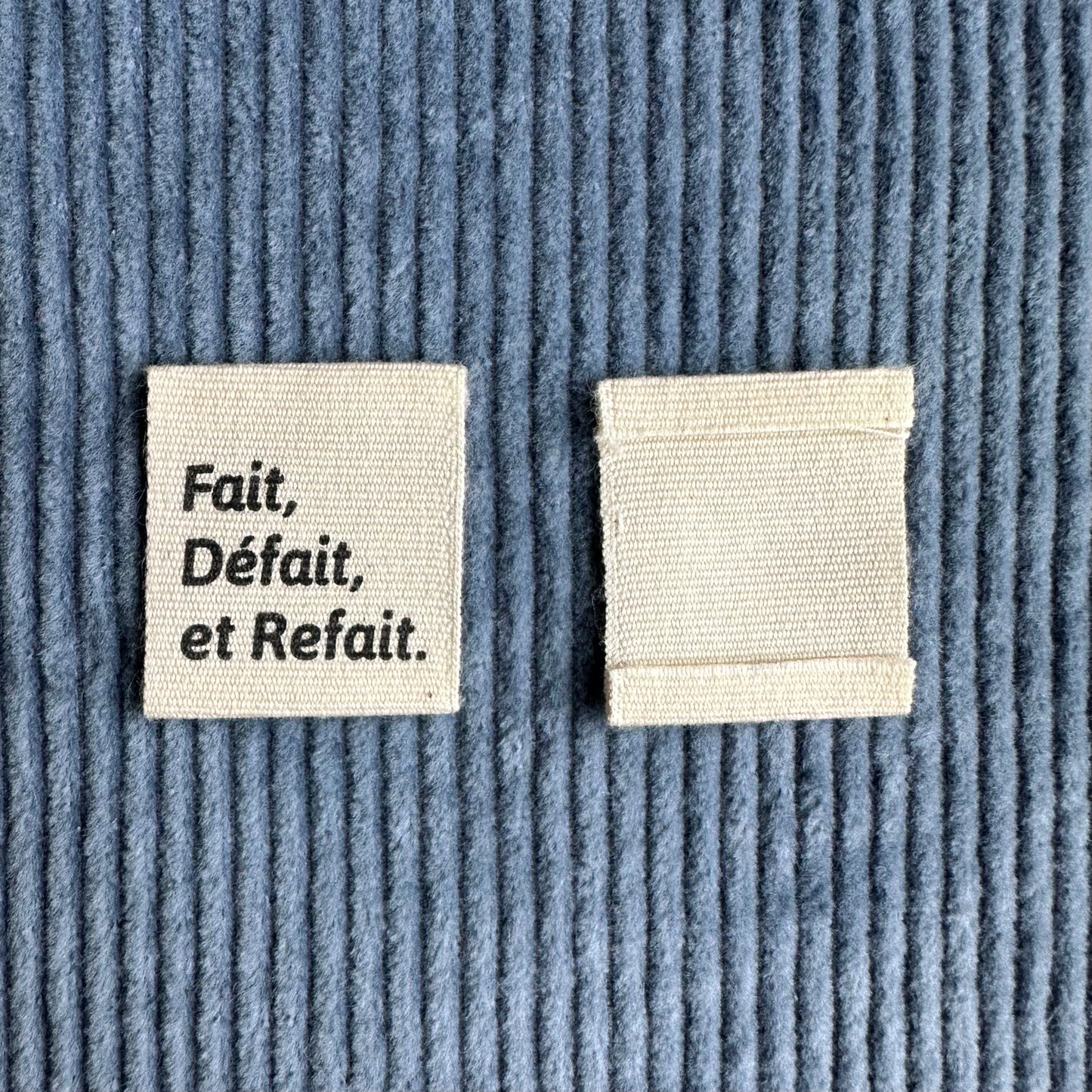 Done, undone and redone - Cotton labels in French