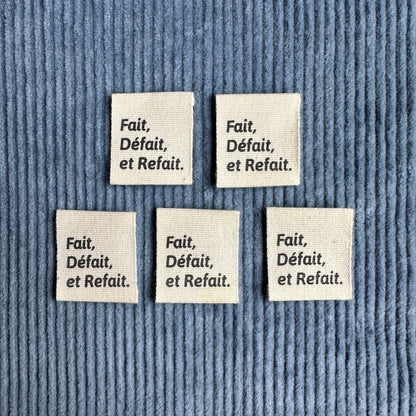Done, undone and redone - Cotton labels in French