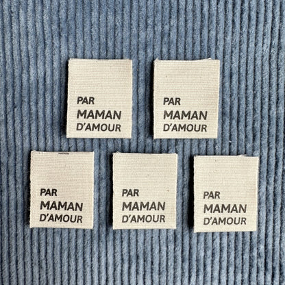 PAR MAMAN D'AMOUR - Étiquettes de coton en français