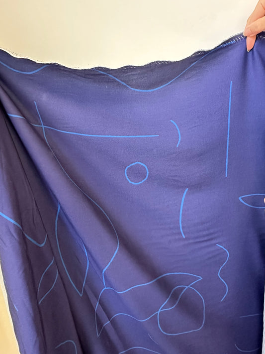 Challis de Viscose - Cassandra Jetten -  Ligne bleu