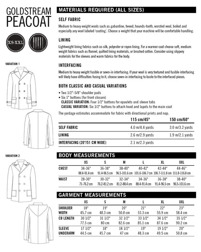 Goldstream Peacoat - Patron PDF - Thread Theory