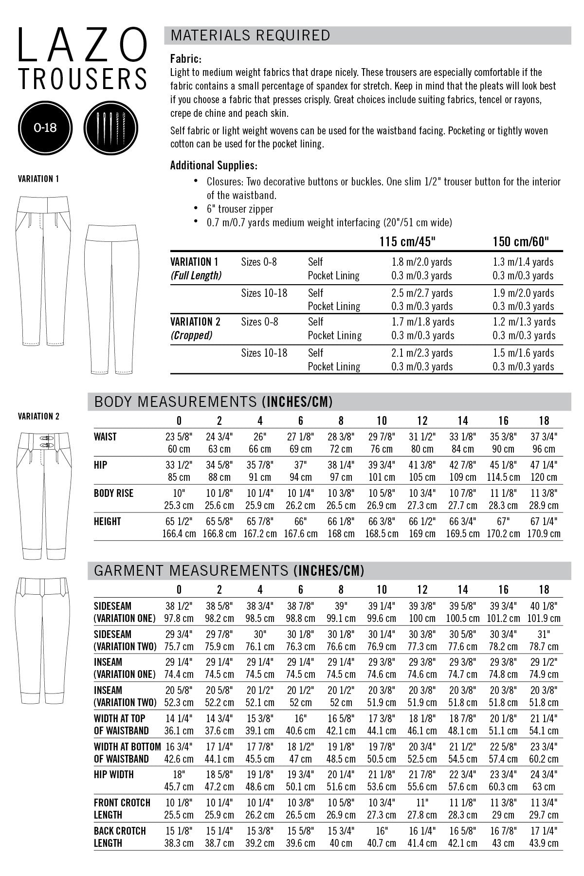 Lazo Trousers - Patron PDF - Thread Theory