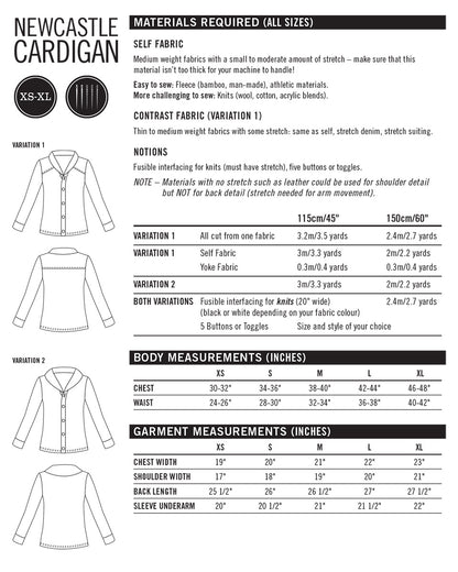 Newcastle Cardigan - Patron PDF - Thread Theory