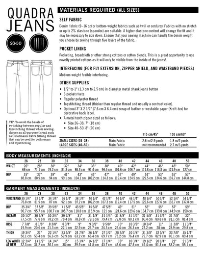 Quadra Jeans - Patron PDF - Thread Theory