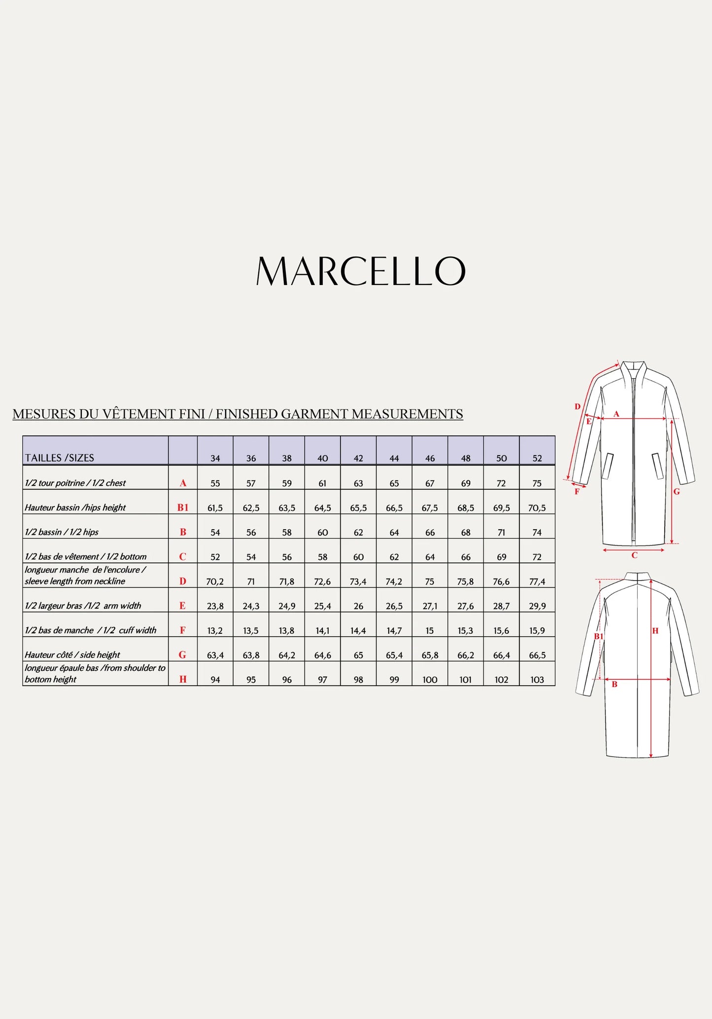 Manteau Marcello - Patron papier - Maison Fauve
