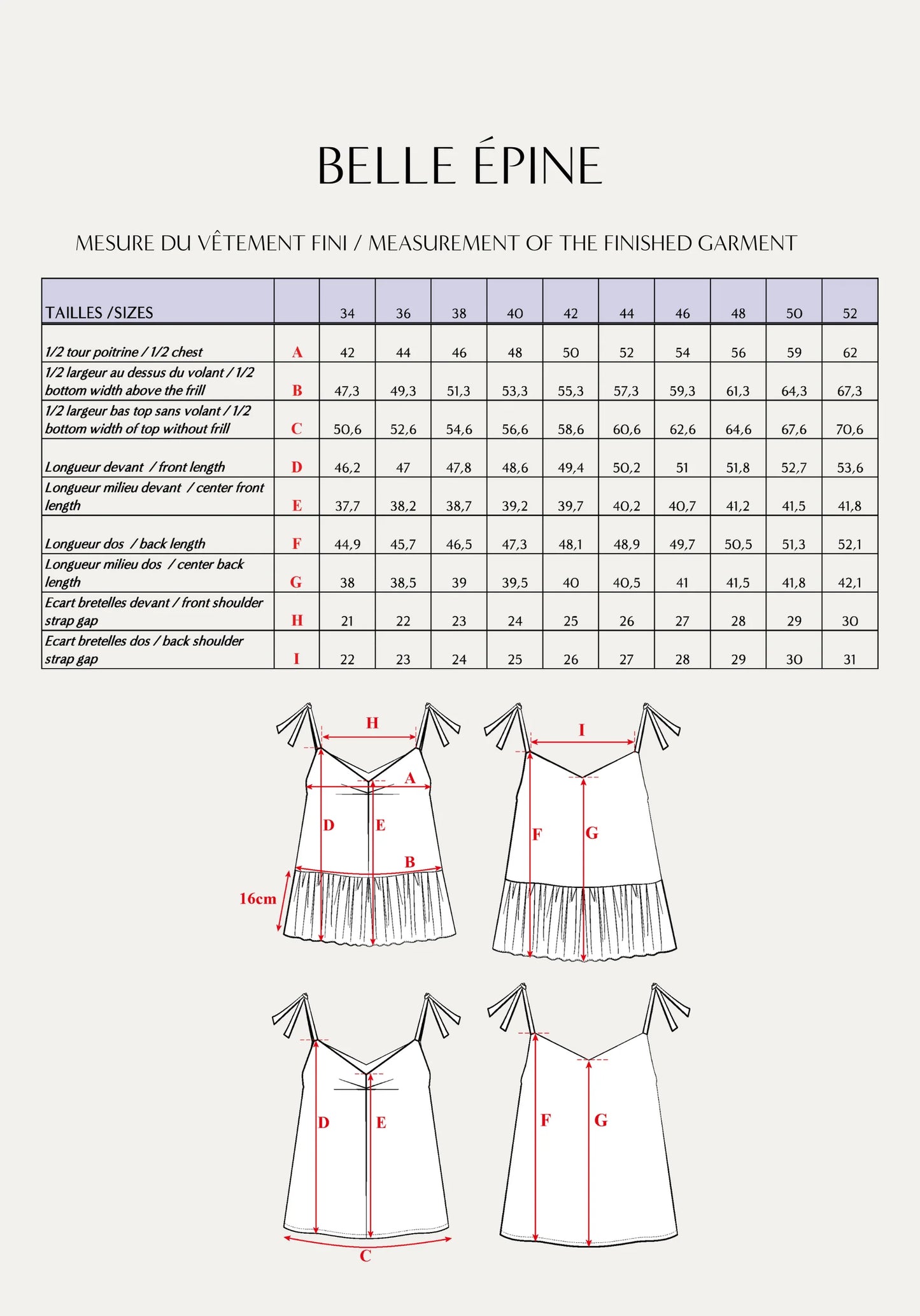 Top Belle Épine - Patron papier - Maison Fauve