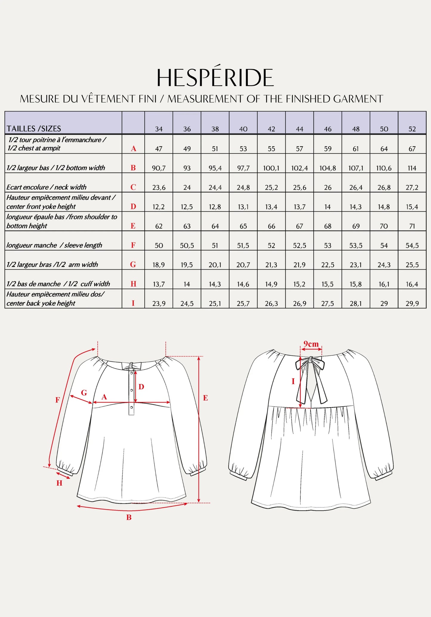 Blouse Hespéride - Patron papier - Maison Fauve
