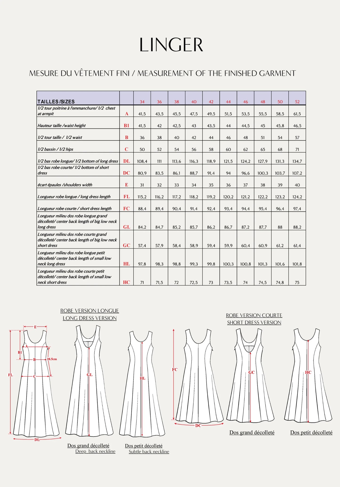Robe Linger - Patron papier - Maison Fauve