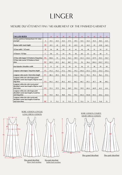 Robe Linger - Patron papier - Maison Fauve