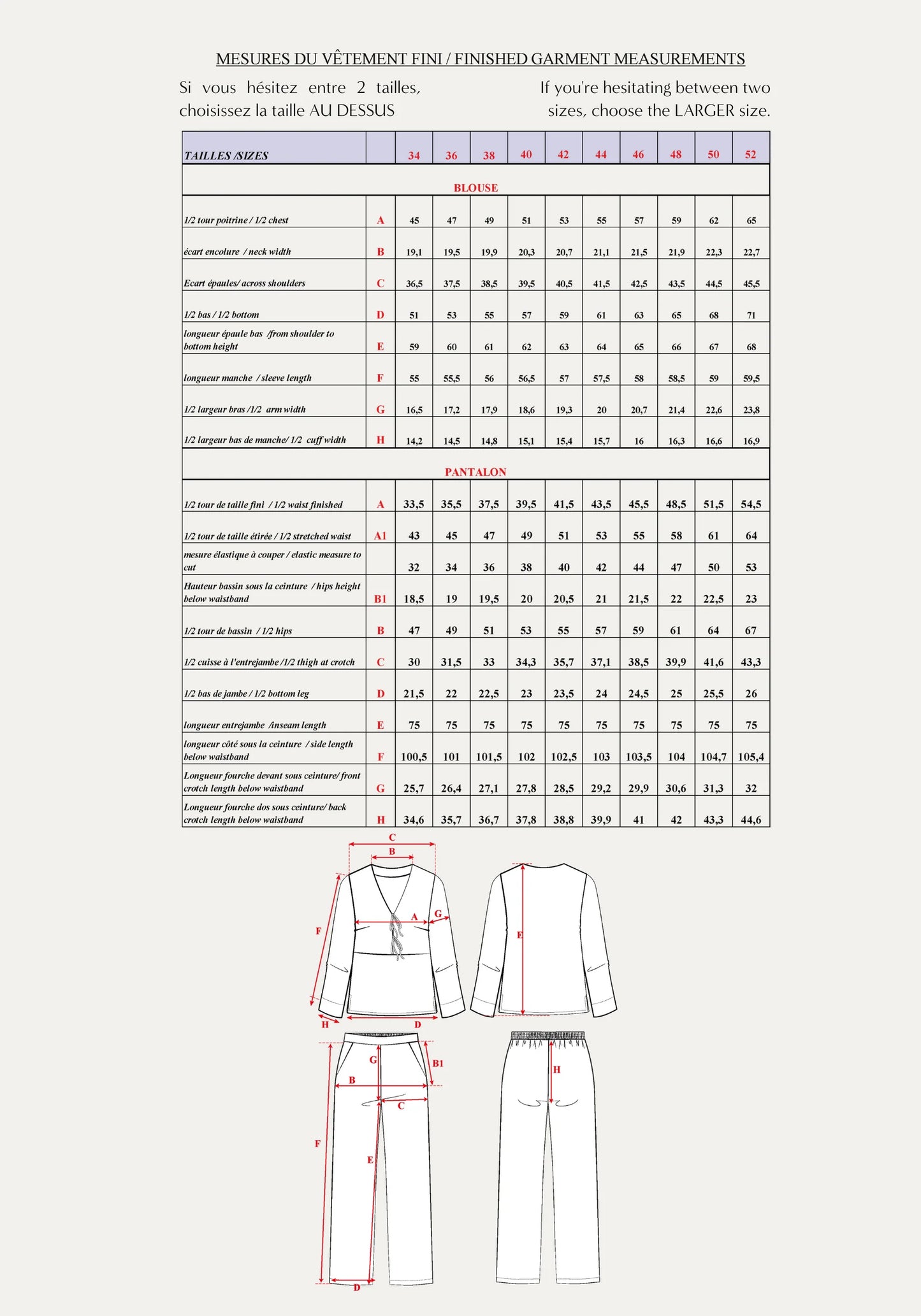 Pyjama Soupir - Patron papier - Maison Fauve