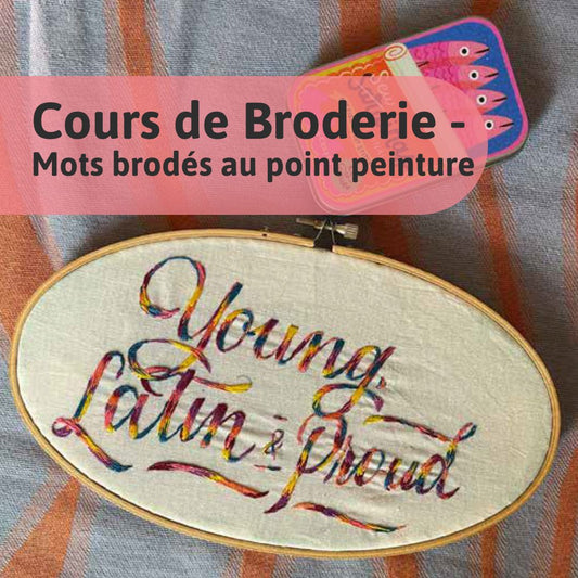 Embroidery - Words embroidered with paint stitch
