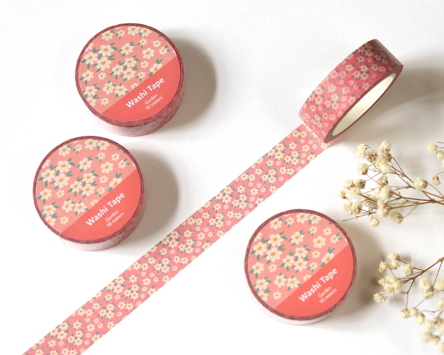 Ruban Washi Floral Rose Blush