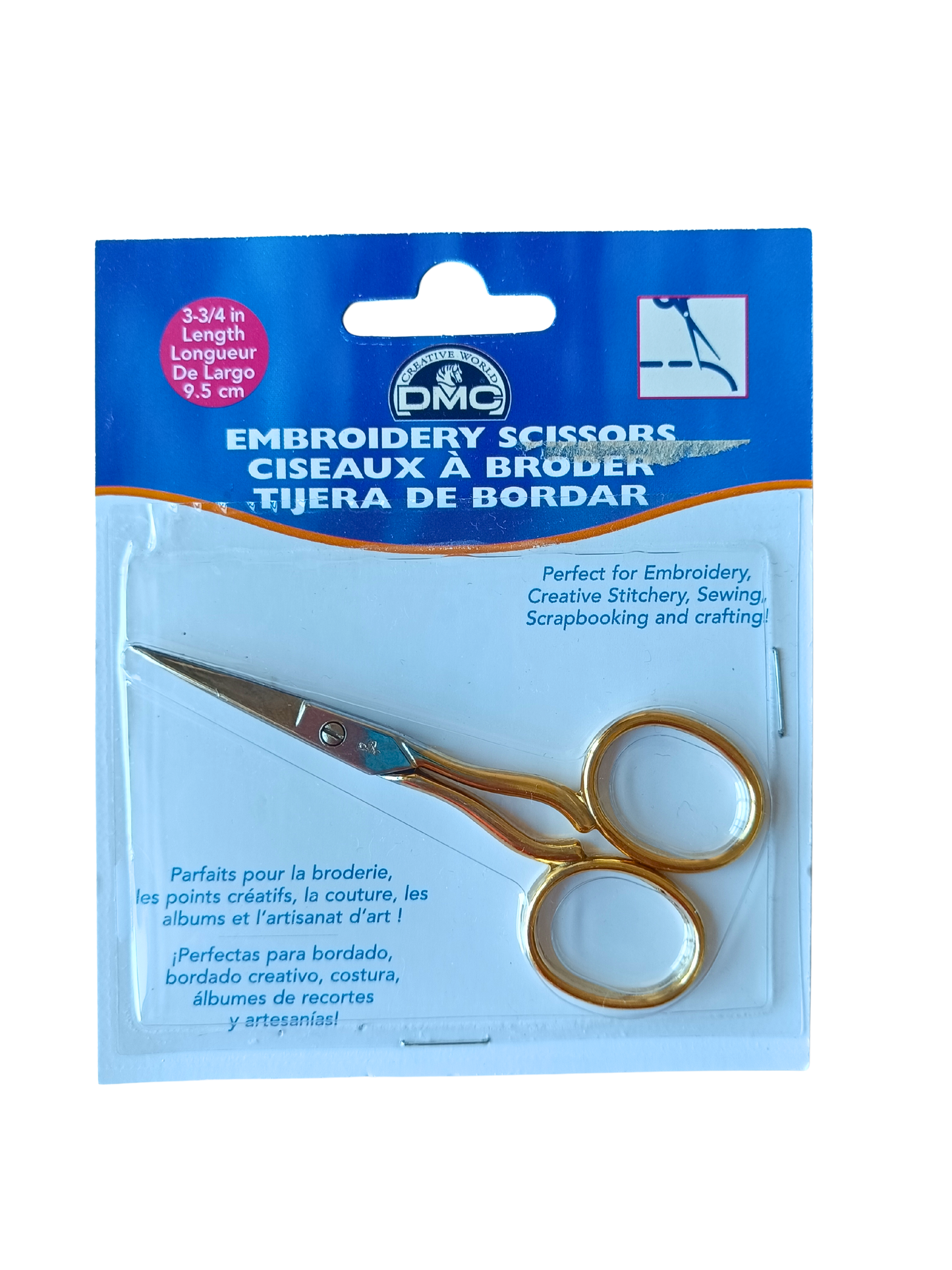 Ciseaux pour broderie à poignées dorées - 9,5cm
