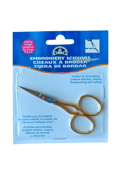 Ciseaux pour broderie à poignées dorées - 9,5cm