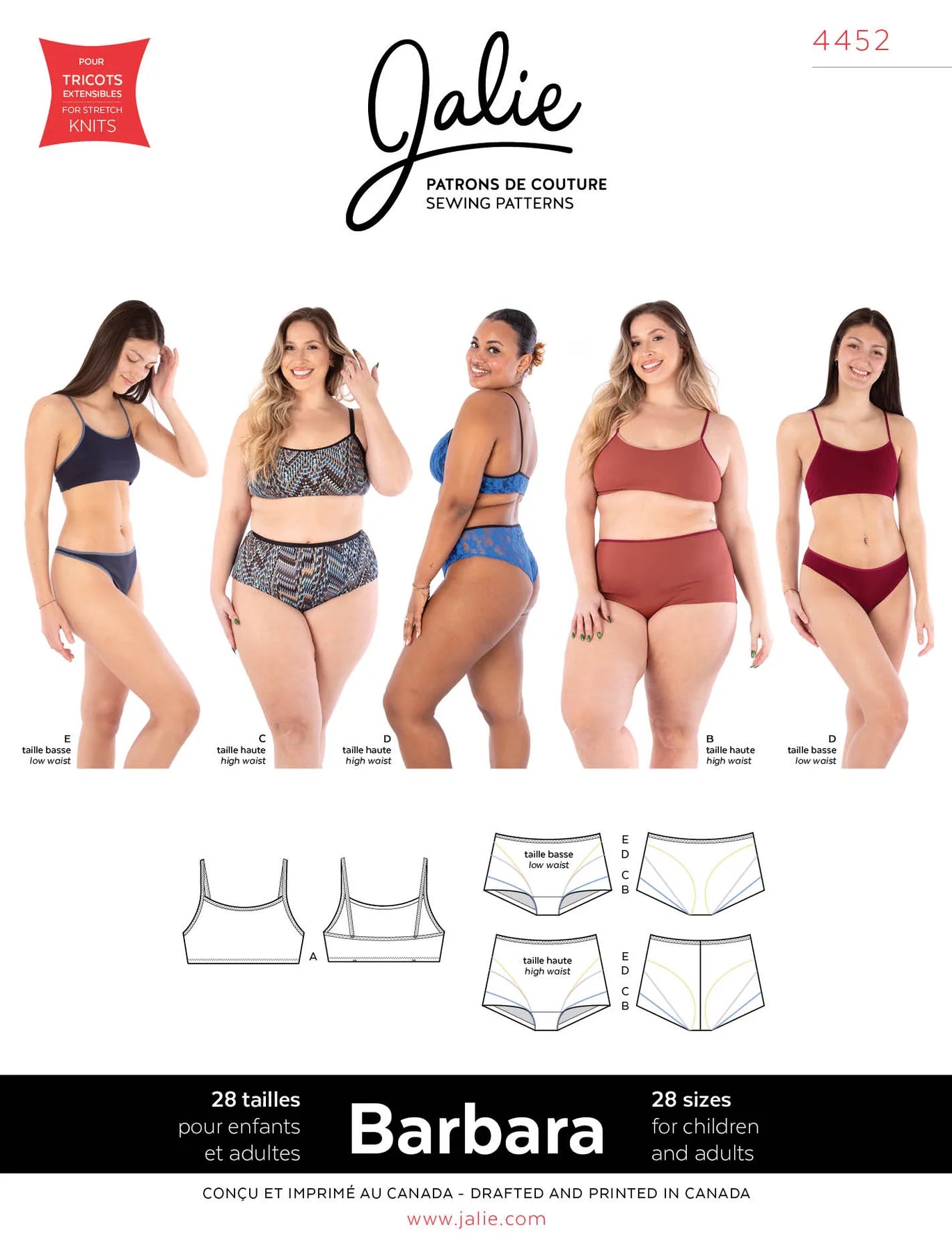 BARBARA underwear set 4452 | Paper pattern - Jalie