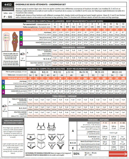 Ensemble de sous-vêtements BARBARA 4452 | Patron papier - Jalie