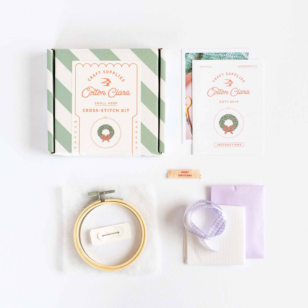 Kit de point de croix - Couronne de Noël | Cotton Clara