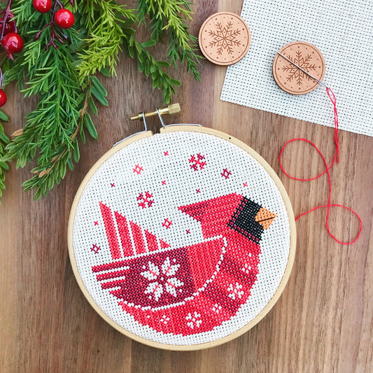 DIY Cross Stitch Kit - Holiday Cardinal - Pigeon Coop