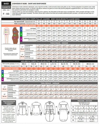 Patron de couture - Chemisier et robe CLAUDETTE 4451 | Patron papier - Jalie