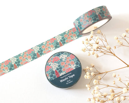Ruban Washi Floral Jardin Sarcelle