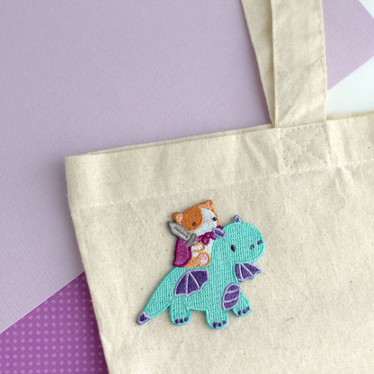 Écusson thermocollant brodé Cat Riding Dragon