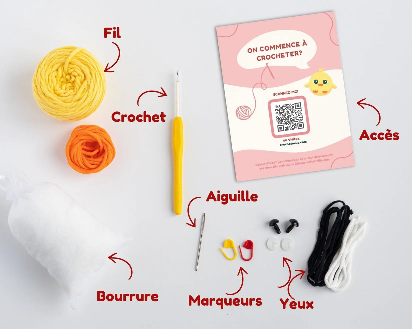 Kit de crochet - Le Poussin (niveau 1) - Crochetmilie