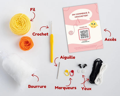 Kit de crochet - Le Poussin (niveau 1) - Crochetmilie