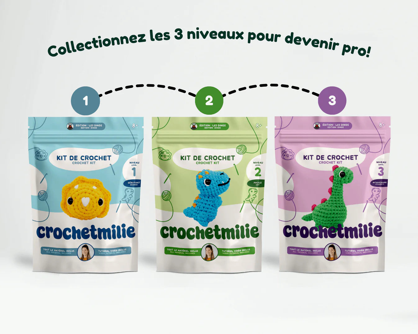 Crochetmilie - Kit de crochet - Le Tricératops