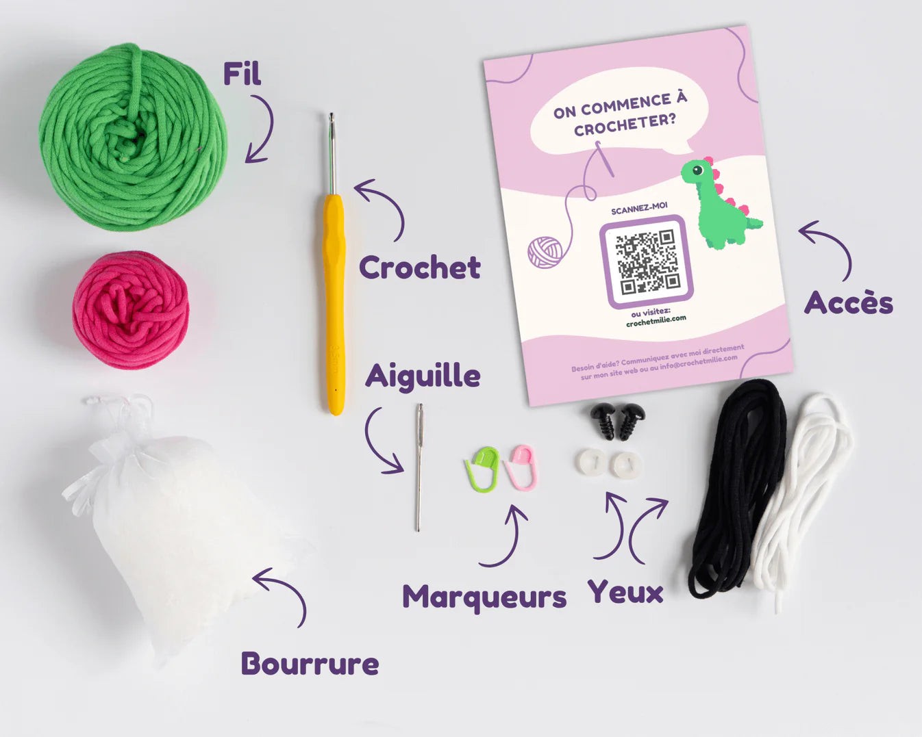 Crochetmilie - Kit de crochet - Bro le Dino